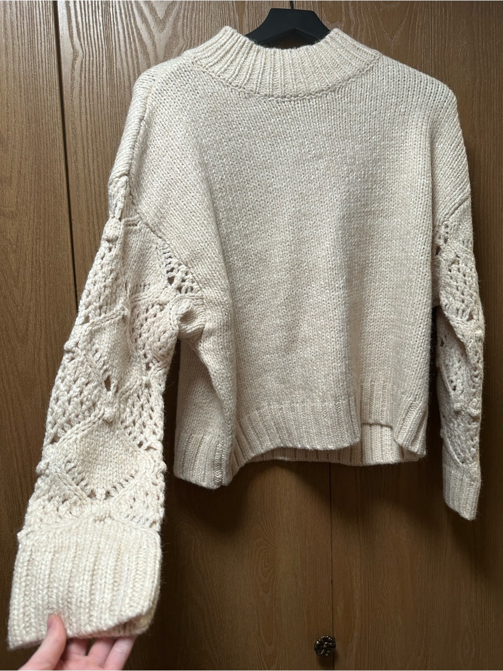 Petal & Pup Chunky Rebekah Cream Crochet Sleeve Knit Sweater